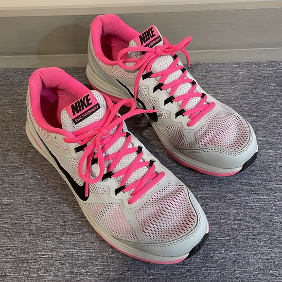 Nike Dual Fusion Run 3 Athletic Sneakers Women’s 10 Grey Pink Black Swoosh - Picture 2 of 15